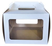 Коробка для торта Оригамо с окном и ручкой, 220х220х160 мм, белый